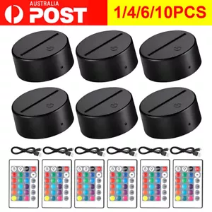 1/4/6/10x 3D LED Night Light Lamp Base 16 Colors LED Light Display+Remote Holder - Picture 1 of 14