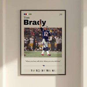 Tom Brady poster, New England Patriots print fan gift, Brady NFL print art - Picture 1 of 10