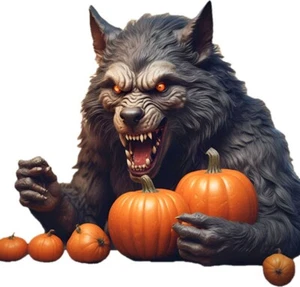 halloween decoration Werewolf With Pumpkin Picture  - Picture 1 of 1
