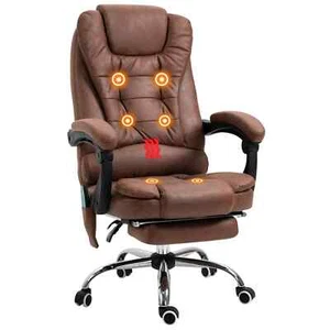 Massage Office Chair Heated High Back Adjustable Brown (Bulk Quantity Available) - Picture 1 of 10