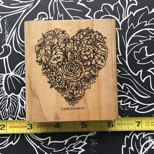 Stampin' Up Floral Heart Botanical Flowers Wood Rubber Stamp Kindness Shared - Picture 1 of 3