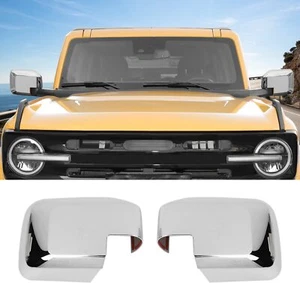 Chrome Exterior Side RearView Mirror Cover Trim For Ford Bronco 2021+Accessories - Foto 1 di 9