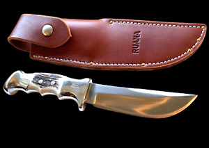 Fixed Blade Ruana Knife 20B 5" Skinner Jimped, Sheath, Zipper Case DH-2107