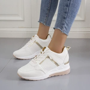 Scarpe da ginnastica donna zeppa sneakers sportive passeggio stringate donna comode misura - Foto 1 di 29