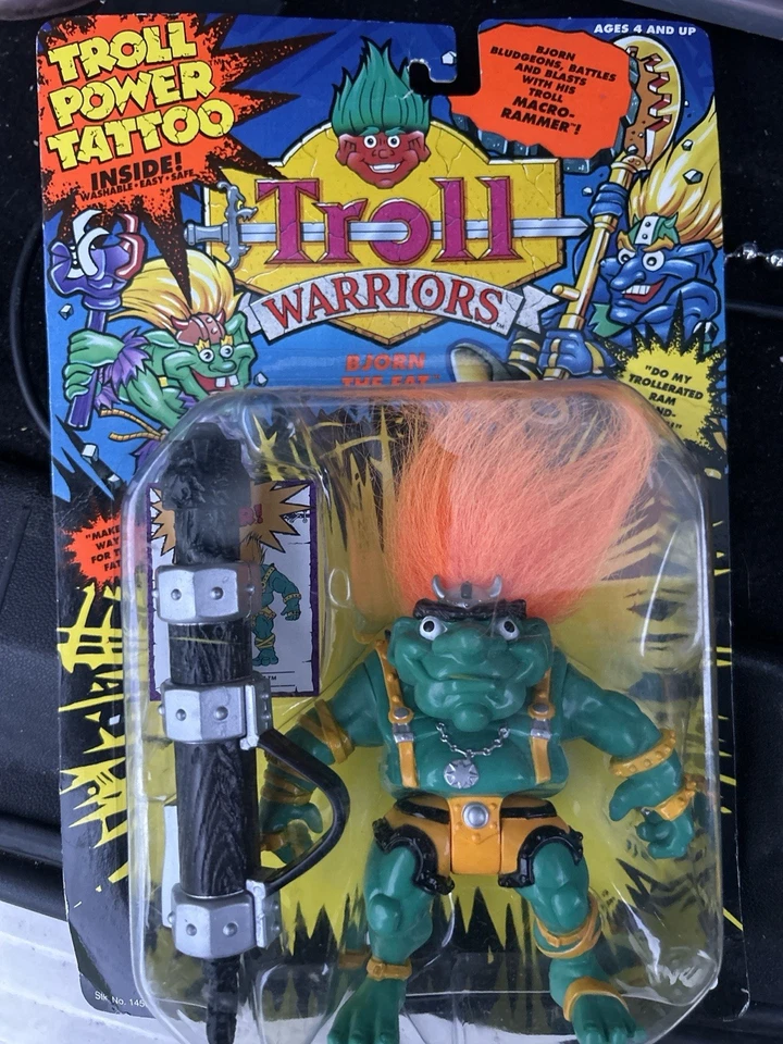 Figura de acción de colección Troll Warriors Bjorn The Fat 1993 Tyco pelo naranja nuevo Foto 1 de 2