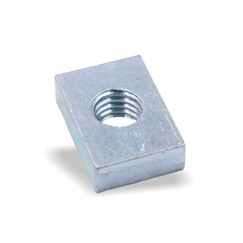 LICHT-ZUBEHOER Nutenstein | Gewindeplatte 20x14x6 mm M8 Gewinde mittig | Stahl blau verzinkt