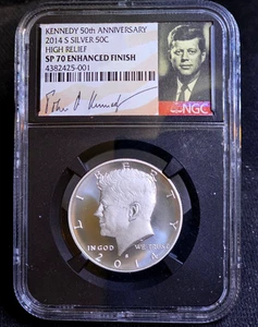 2014 S Silber 50c Kennedy 50th Anniversary High Relief SP70 Enhanced Finish - Bild 1 von 4