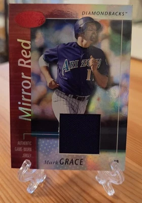 Camiseta deportiva Mark Grace 2002 con certificación Leaf Mirror Red #63 #'d 092/150 Foto 1 de 2