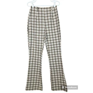 Prettylittlething beige kariert seitlicher Reißverschluss ausgestellt Bootcut Anzughose Größe 8 - Bild 1 von 7