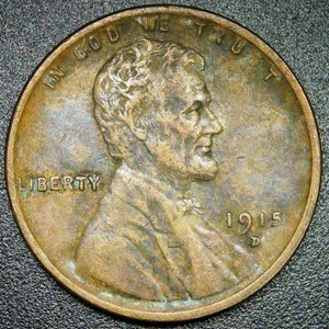 XF 1915 D 1C Lincoln Wheat Cent - Picture 1 of 2
