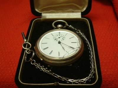 Antike Columbus Trading Co ANCRE Silber Taschenuhr 55mm gebraucht aus Japan - Bild 1 von 4