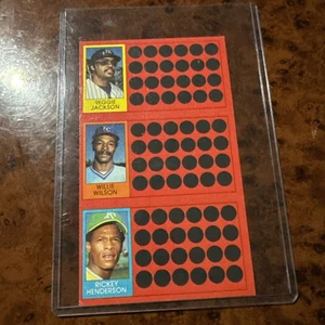 1981 TOPPS BASEBALL SCRATCH-OFF UNCUT PANEL NM Reggie Jackson Rickey Henderson + - Picture 1 of 2
