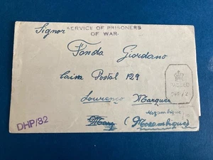 Postal History India WW" POW Letter Italian Seaman in Bombay to Lourenco Marques - Picture 1 of 3