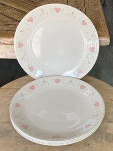 6 Vintage Corelle Forever Yours Essteller Rosa Herz Design 10,25" - Bild 1 von 9