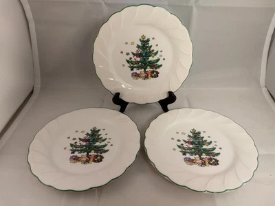 Set of 3 Nikko Happy Holidays 7 3/4" Salad Plates - Blue Backstamp - Image 1 of 4