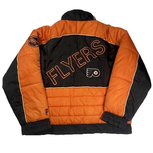 Chaqueta acolchada vintage Pro Player NHL Flyers L negra naranja hecha en Corea | años 90’s - Imagen 1 de 18