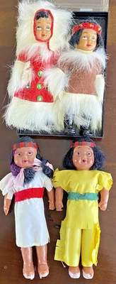 Vintage Miniature Dolls Boy Girl Eskimo & Native American Costumes 5" Free Ship - Image 1 of 3