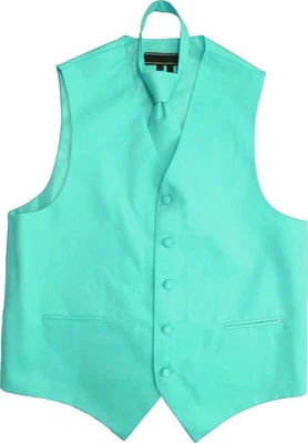 Men's Solid Color Adjustable Dress Vest & Neck Tie Set for Suit or Tuxedo - Image 1 of 2