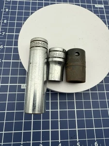 Vintage Snap-on Underline Logo 1/2" Drive 5/8 1/2 Shallow 9/16 Impact Socket Lot - Picture 1 of 14