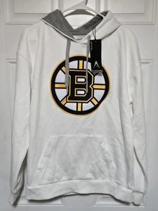 Boston Bruins Hoodie Womens Size Medium NHL Pullover NEW NWT Antigua White - Picture 1 of 5