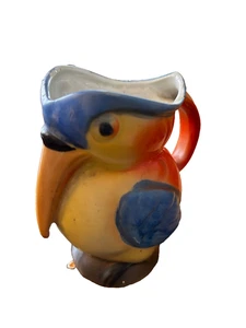 Bird Parrot Tucan Pitcher Vintage Japan 6” Red Yellow Blue - Picture 1 of 7