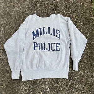 Vintage Champion Reverse Weave Mill Police Grey Crewneck Pullover Herren L - Bild 1 von 8