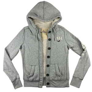 Chaqueta con Capucha Y2K Bella Swan Hollister Para Mujer Forrada Sherpa Gris Twilightcore M - Imagen 1 de 11