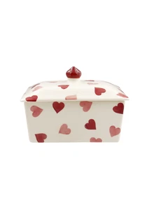 Emma Bridgewater Handarbeit in UK kleine 1/2 Pfund Butterdose - ROSA HERZEN - Bild 1 von 4