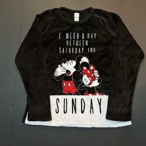 Disney Minnie & Minnie Mouse Fleece Pajama Top Girl's Size  X-Large 16-18 Black - Picture 1 of 3