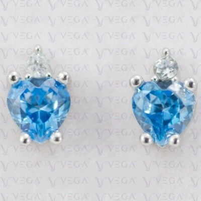 Pendiente de topacio natural y diamantes talla corazón de 4,20 quilates enchapado en oro blanco de 18 k Foto 1 de 4