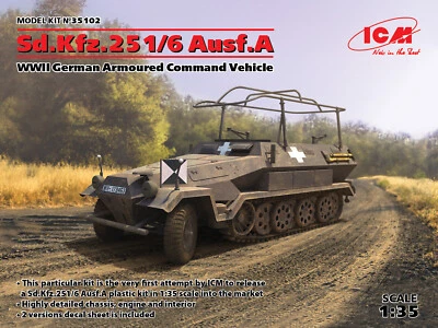 Sd.kfz.251/6 Ausf.a, WWII German Armoured Command Vehicle 1:35 Plastic Model Kit - Immagine 1 di 2