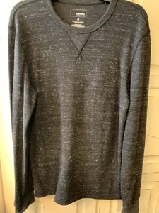 Sonoma Mens Sz M Waffle Knit Thermal Crew Shirt Dark Gray/ Black - Picture 1 of 7