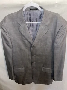 Vittorio St. Angelo Suit Jacket Mens Size 42L Gray Business Formal Windowpane - Picture 1 of 12