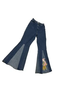 De Colección Northwest Azul Denim Jean Bell Parte Inferior Bordada Lentejuelas Talla 12 Hippy Vaquera - Imagen 1 de 11