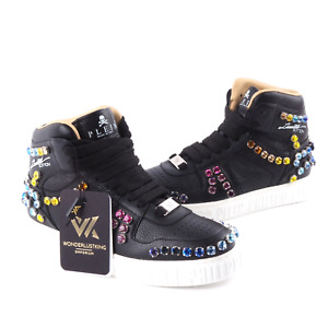 PHILIPP PLEIN Leather Hi-Top Sneakers Crystal Limited Designer Luxus OP: 1590 €