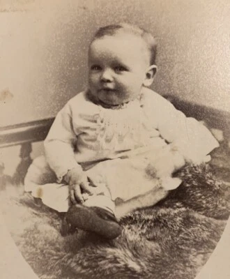 Cabinet Card Photo Victorian Studio Baby Infant Fur Rug - Image 1 of 2