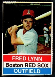 1976 HOSTESS BASEBALL BOSTON RED SOX FRED LYNN CARD #1 VG-EX HAND CUT CENTERED