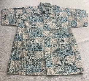 Weekender Button Up Hawaiian Traveler Shirt Mens Greens Aztec XLT Theme Relaxed - Picture 1 of 6