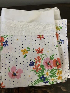 Vintage Martex flaches Laken blau rot grün Tupfen Retro 80er - Bild 1 von 7