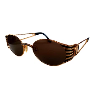 Vintage FENDI FS 299 Gold Black Oval 1990 Sunglasses Italy - Picture 1 of 14