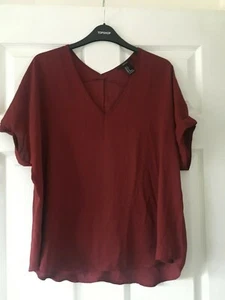 WOMENS TOP BLOUSE RED BURGUNDY SIZE S CHIFFON - Picture 1 of 4