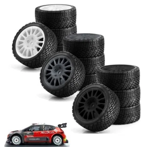 1/10 RC Rally Car Wheels Rim Tires Set for 1/10 KYOSHO Tamiya WRC TT02 XV01 C3 - Picture 1 of 14