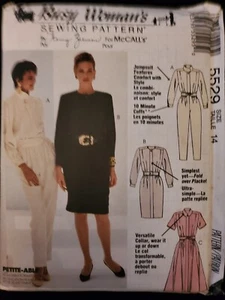 McCall's 5529 Misses Jumpsuit Dresses Belt Size 14 1991 Uncut Sewing Pattern - Picture 1 of 2