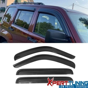 Fits 08-14 Jeep Liberty Window Visors Vent Sun Rain Deflector Guard Acrylic 4Pcs - Picture 1 of 5