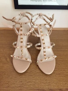 Freelance Shoes beige nude studded open toe high heels sandals - Picture 1 of 10