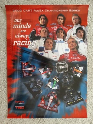Lote de dos carteles oficiales Toyota CART 2002: Team Toyota y Da Matta Champion Foto 1 de 2