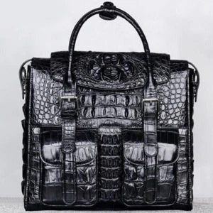 Handgefertigte siamesische Alligatorhaut Leder Herren Business Aktentasche Schlinge Handtasche - Bild 1 von 14
