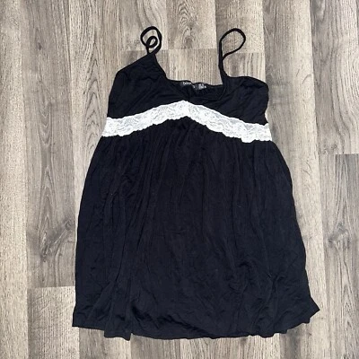 Vestido camisón para mujer Boohoo Babydoll negro con encaje blanco talla 4  Foto 1 de 4
