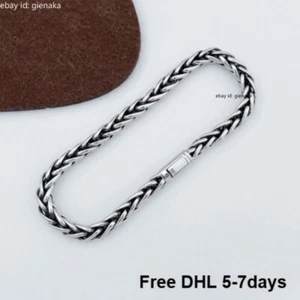 Pure Platinum 950 Men Women 5.2mm Rope Wheat Braided Bracelet 26.4g 7.5inch - Picture 1 of 3