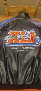 NFL Super Bowl Leather Jacket Mens L XLI Indianapolis Colts Peyton Manning - Picture 1 of 18
